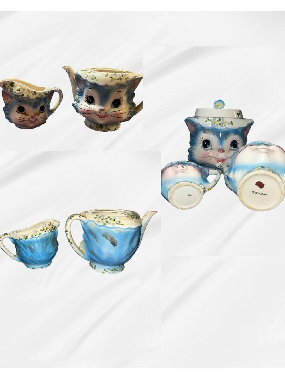 RARE Vintage 50’s Lefton "Miss Priss" Cat Tea Set & Cookie Jar - Picture 9 of 12